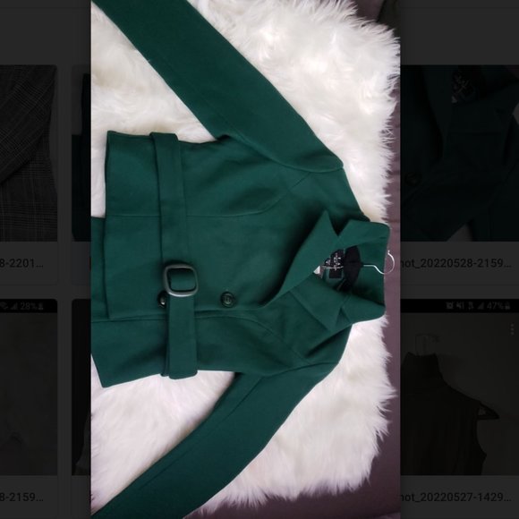 Fancy Green Faux Wool Blazer - Picture 4 of 4